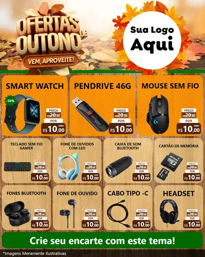 Modelo de Rede Social para Feed Instagram com o tema Ofertas de Outono - Vem, Aproveite! para Informática