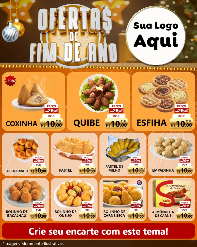 Modelo de Rede Social para Feed Instagram com o tema Ofertas de Fim de Ano para Salgadaria
