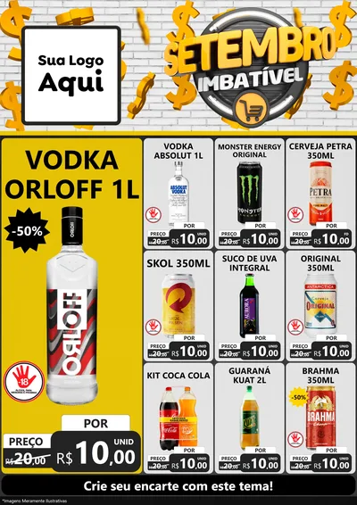 Modelo de Encarte para Encarte A4 Vertical com o tema Setembro Imbatível para Distribuidora de bebidas