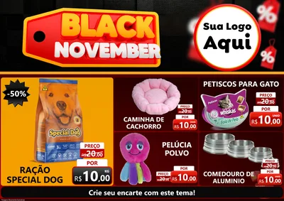 Modelo de Encarte para Encarte A4 Horizontal com o tema Black November para Pet Shop