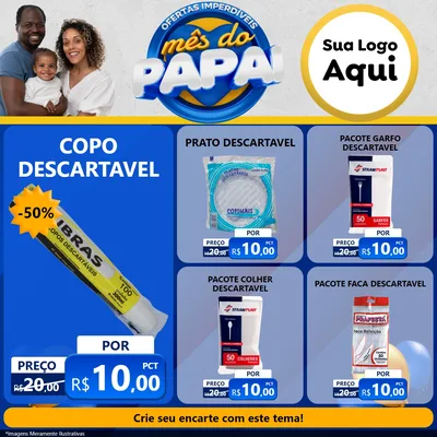 Modelo de Rede Social para Feed Facebook com o tema Ofertas Imperdíveis Mês Do Papai para Embalagens