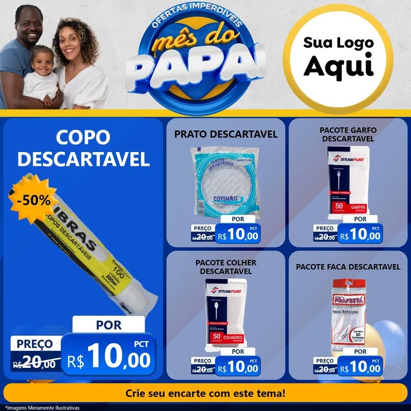 Modelo de Rede Social para Feed Facebook com o tema Ofertas Imperdíveis Mês Do Papai para Embalagens