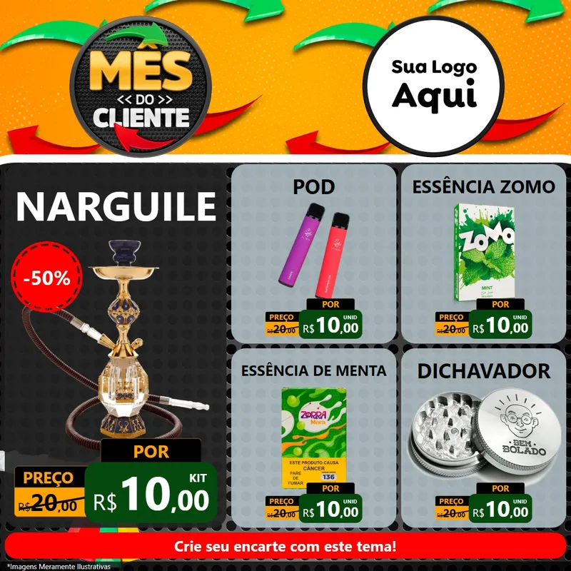 Modelo de Rede Social para Feed Facebook com o tema Mês do Cliente para Tabacaria
