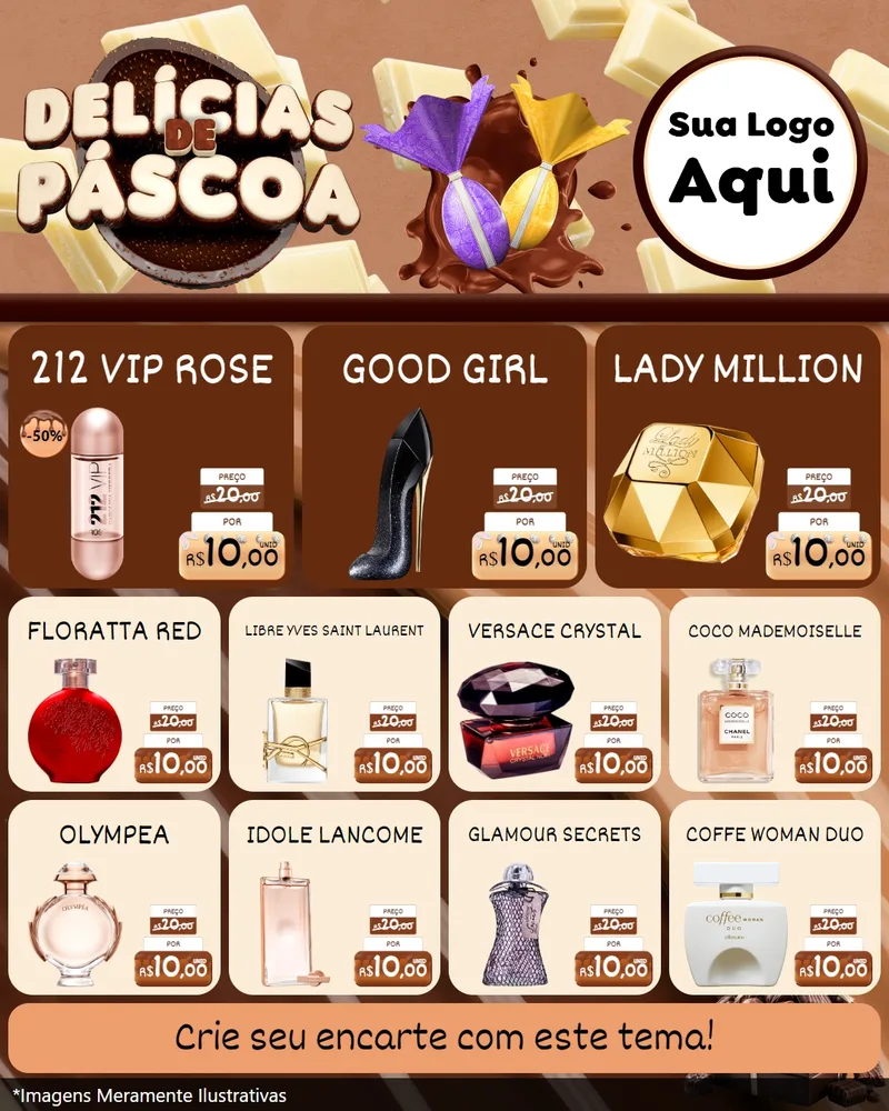 Modelo de Rede Social para Feed Instagram com o tema Delícias de Páscoa para Perfumes