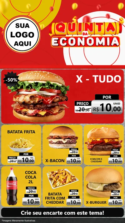 Modelo de Rede Social para Stories com o tema Quinta da Economia para Hamburgueria