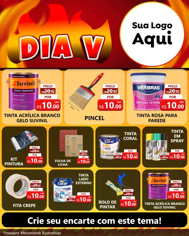 Modelo de Rede Social para Feed Instagram com o tema Dia V para Tintas e Ferramentas