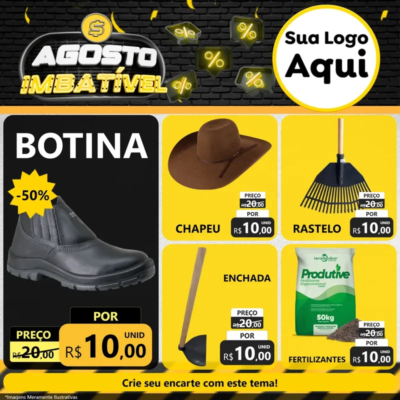 Modelo de Rede Social para Feed Facebook com o tema Agosto Imbatível para Agropecuária