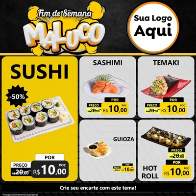 Modelo de Rede Social para Feed Facebook com o tema Fim de Semana Maluco para Comida japonesa