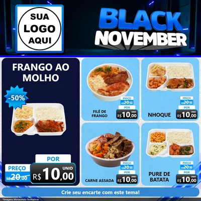 Modelo de Rede Social para Feed Facebook com o tema Black November para Restaurante