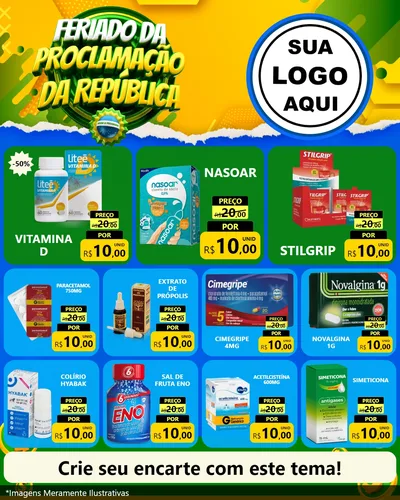 Modelo de Rede Social para Feed Instagram com o tema Feriado da Proclamação da República para Farmácia