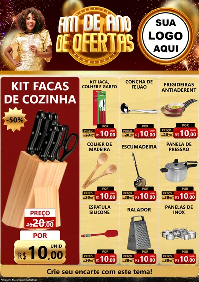 Modelo de Encarte para Encarte A4 Vertical com o tema Fim de Ano de Ofertas para Utilidades Domésticas