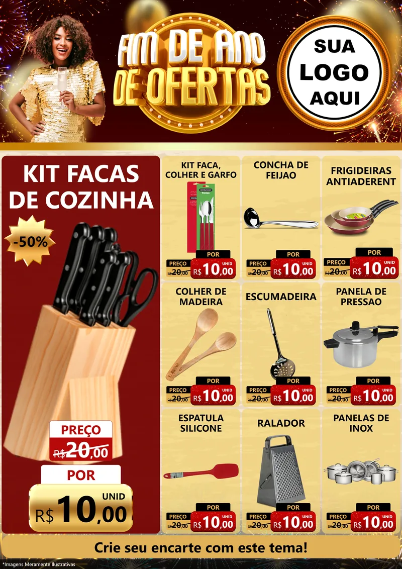 Modelo de Encarte para Encarte A4 Vertical com o tema Fim de Ano de Ofertas para Utilidades Domésticas