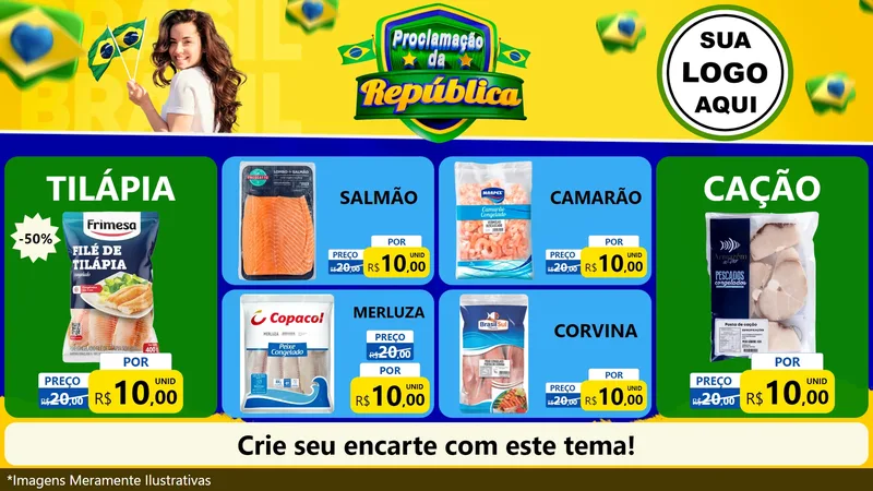 Modelo de TV para TV Horizontal com o tema Proclamação da República para Peixaria