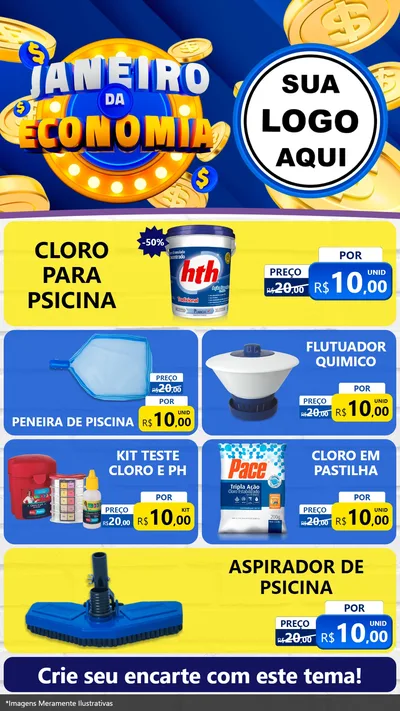Modelo de TV para TV Vertical com o tema Janeiro da Economia para Produtos para Piscina