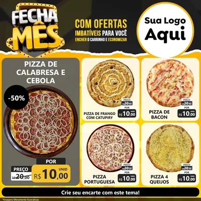 Modelo de Rede Social para Feed Facebook com o tema Fecha Mês para Pizzaria