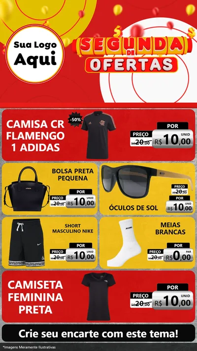 Modelo de TV para TV Vertical com o tema Segunda de Ofertas para Roupas e acessórios