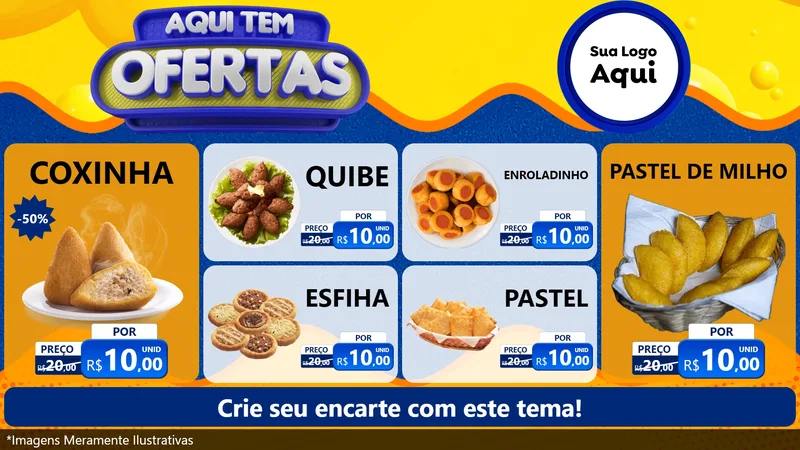 Modelo de TV para TV Horizontal com o tema Aqui Tem Ofertas para Salgadaria