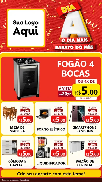 Modelo de Rede Social para Stories com o tema Dia A o Dia Mais Barato do Mês para Móveis e Eletro