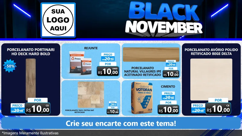 Modelo de TV para TV Horizontal com o tema Black November para Pisos e revestimentos