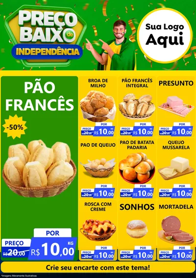 Modelo de Encarte para Encarte A4 Vertical com o tema Preço Baixo de Independência para Padaria