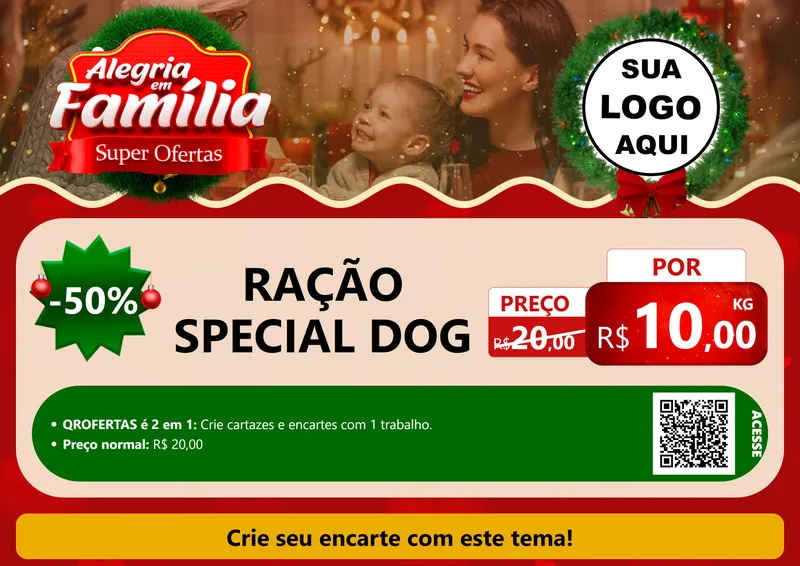 Modelo de Cartaz para Cartaz A4 Horizontal com o tema Alegria Em Família - Super Ofertas para Pet Shop