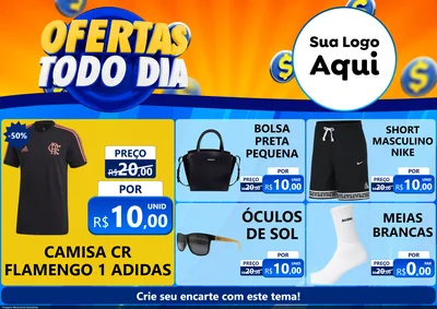 Modelo de Encarte para Encarte A4 Horizontal com o tema Ofertas Todo Dia para Roupas e acessórios