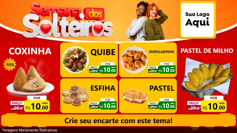 Modelo de TV para TV Horizontal com o tema Semana dos Solteiros para Salgadaria