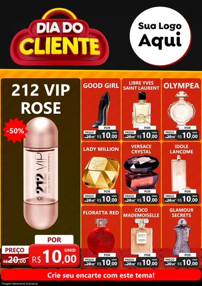 Modelo de Encarte para Encarte A4 Vertical com o tema Dia do Cliente para Perfumes