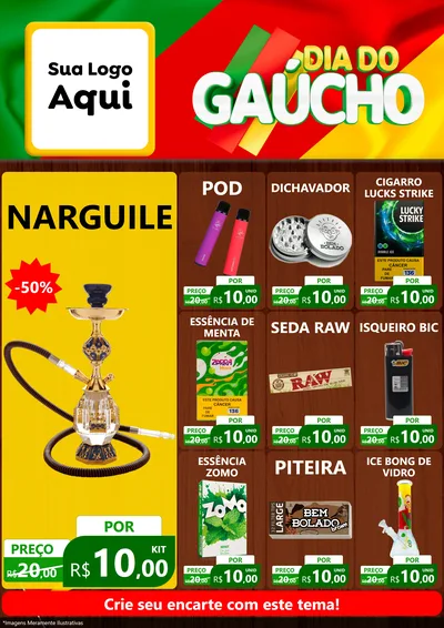 Modelo de Encarte para Encarte A4 Vertical com o tema Dia do Gaúcho para Tabacaria