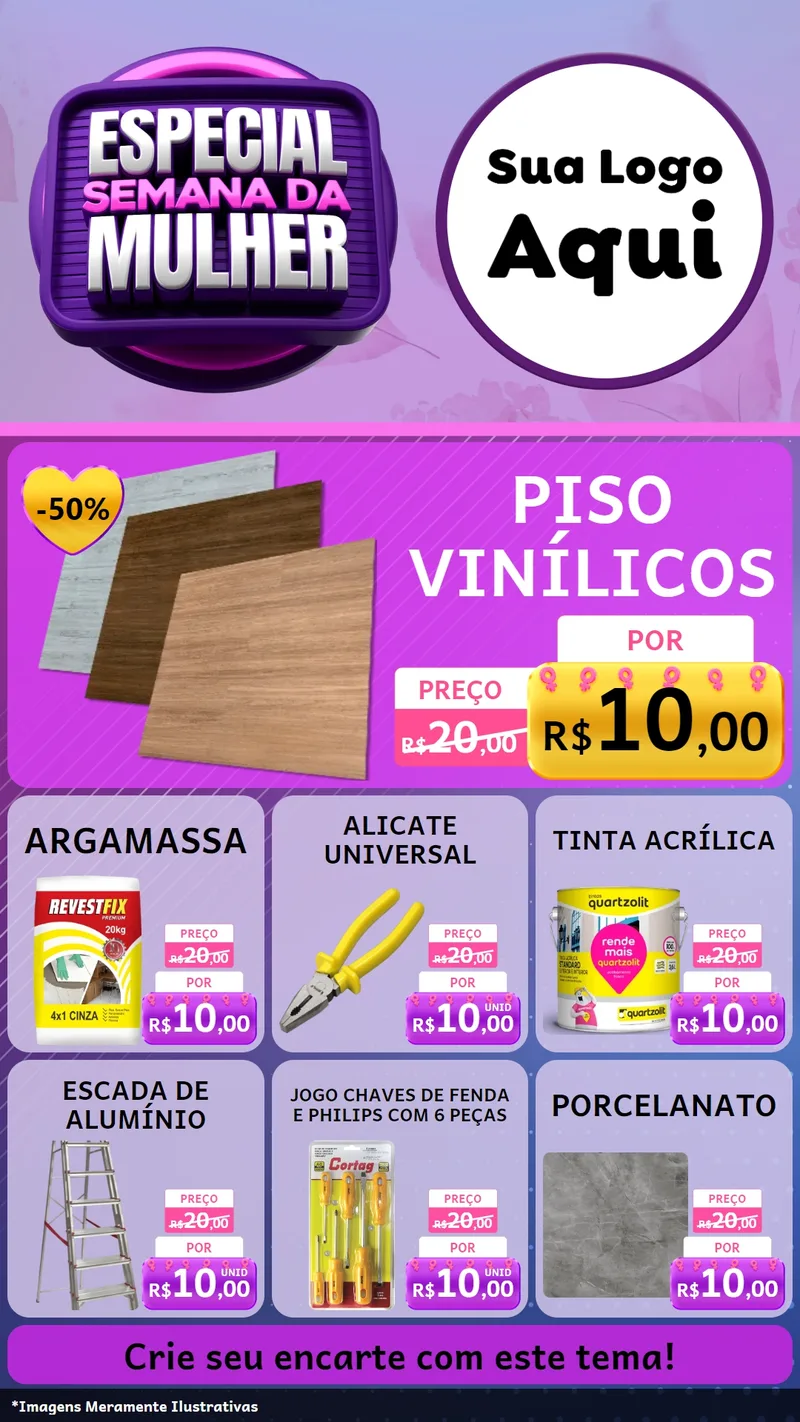 Modelo de Rede Social para Stories com o tema Especial Semana da Mulher para Material para Construção