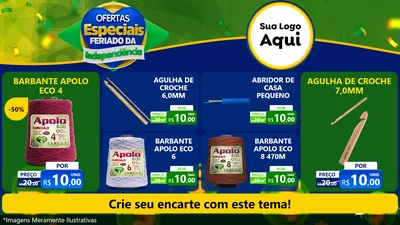 Modelo de TV para TV Horizontal com o tema Ofertas Especiais Feriado da Independência para Armarinho e Aviamentos