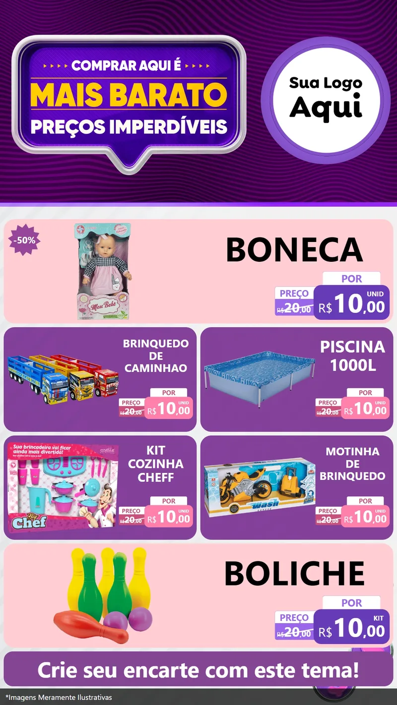 Modelo de TV para TV Vertical com o tema Mais Barato para Brinquedos