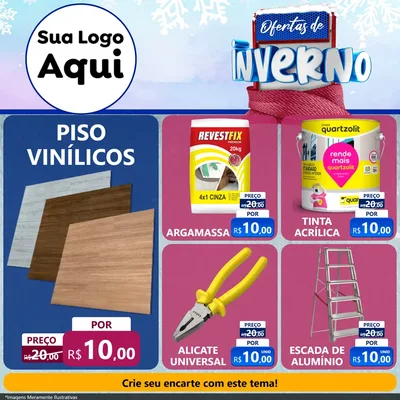Modelo de Rede Social para Feed Facebook com o tema Ofertas de Inverno para Material para Construção