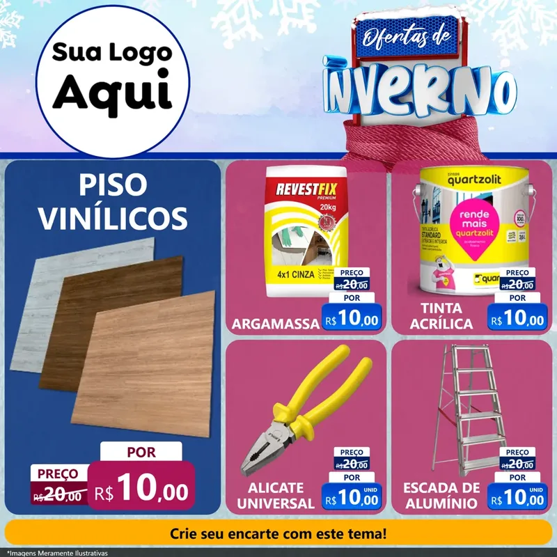 Modelo de Rede Social para Feed Facebook com o tema Ofertas de Inverno para Material para Construção
