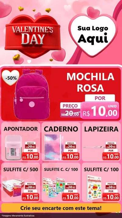 Modelo de Rede Social para Stories com o tema Valentine's Day para Papelaria