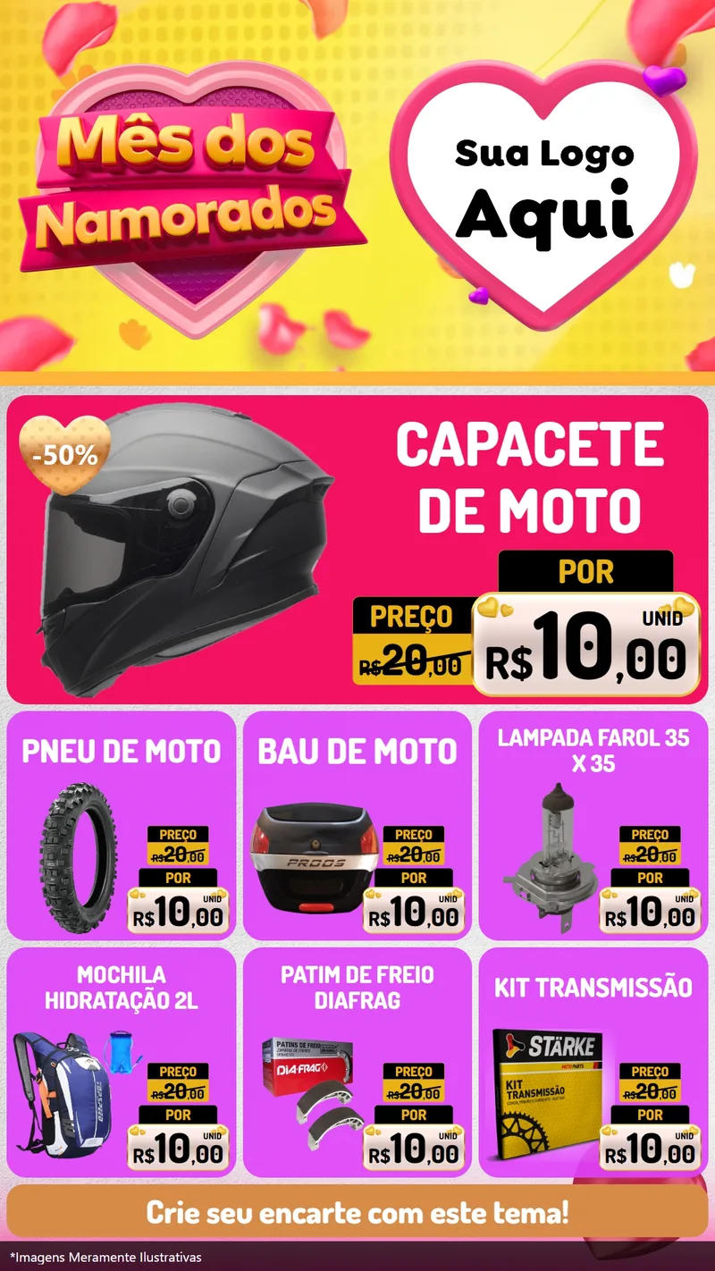 Modelo de Rede Social para Stories com o tema Mês dos Namorados para Moto peças