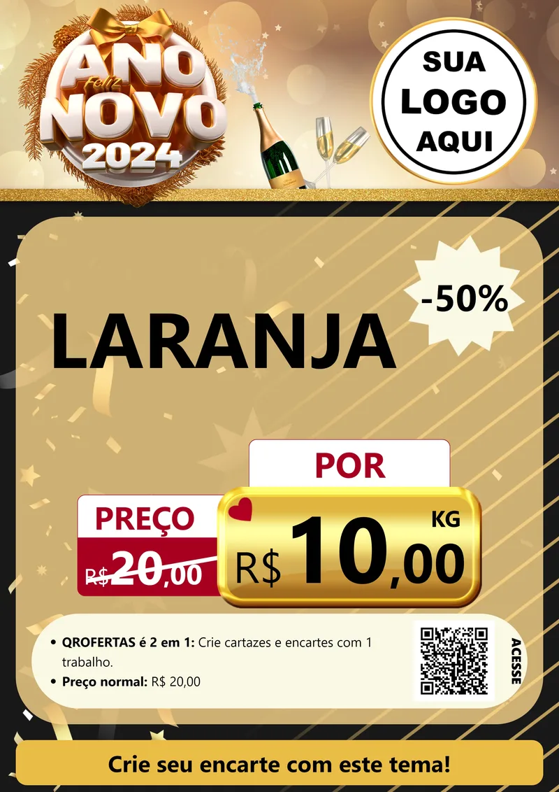 Modelo de Cartaz para Cartaz A4 Vertical com o tema Feliz Ano Novo 2027 para Hortifrúti