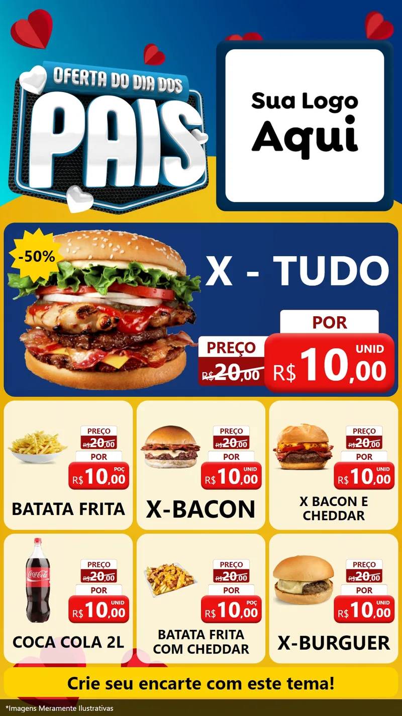 Modelo de Rede Social para Stories com o tema Oferta Do Dia Dos Pais para Hamburgueria