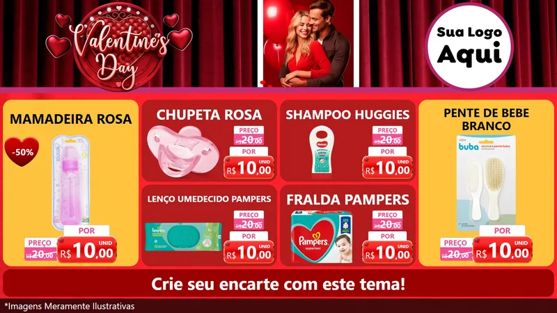 Modelo de TV para TV Horizontal com o tema Valentine's Day para Bebês