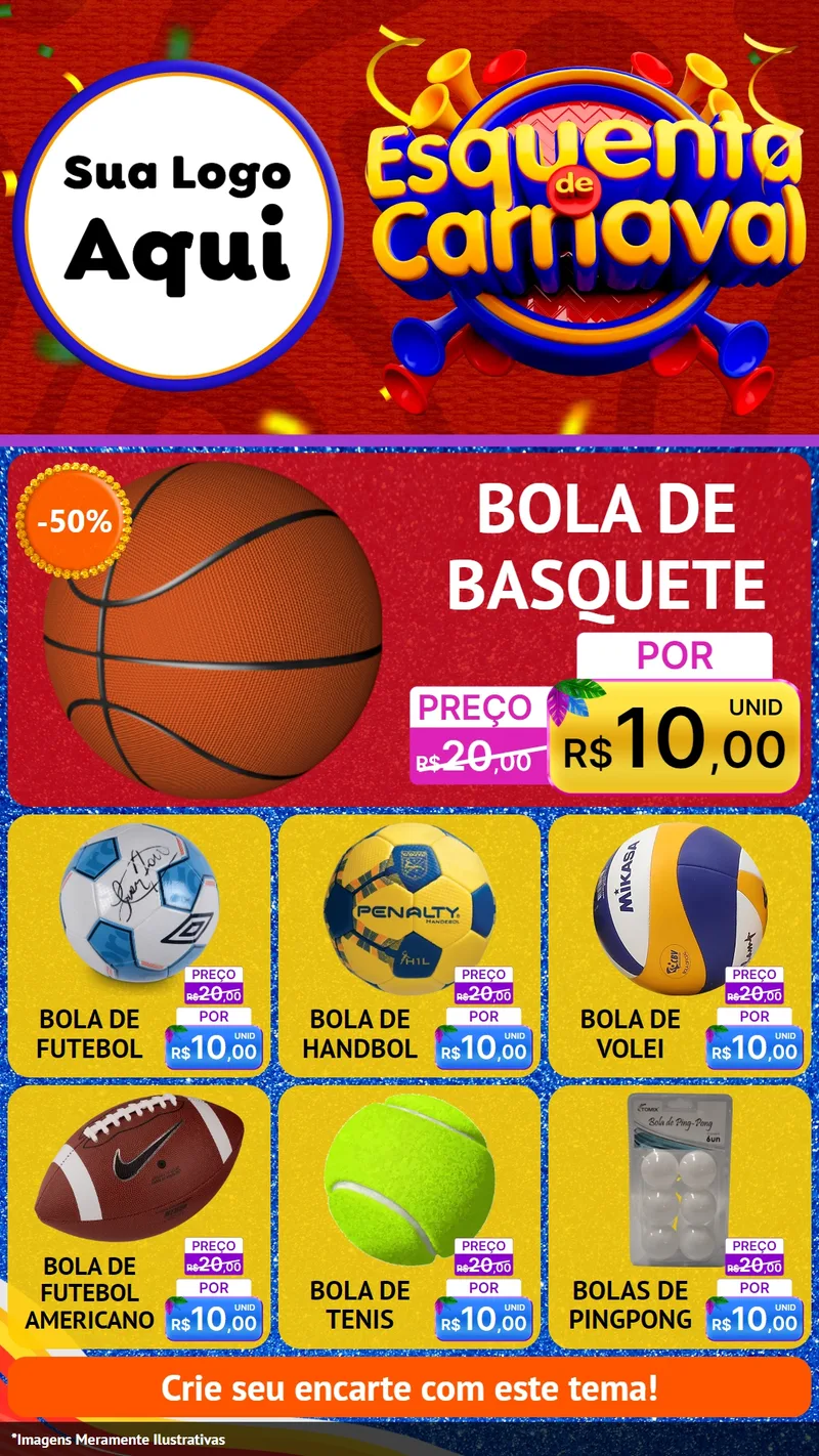 Modelo de Rede Social para Stories com o tema Esquenta de Carnaval para Artigos Esportivos