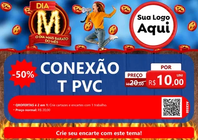 Modelo de Cartaz para Cartaz A4 Horizontal com o tema Dia M - O Dia Mais Barato Do Mês para Tubos e conexões