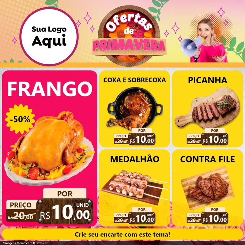 Modelo de Rede Social para Feed Facebook com o tema Ofertas de Primavera para Assados
