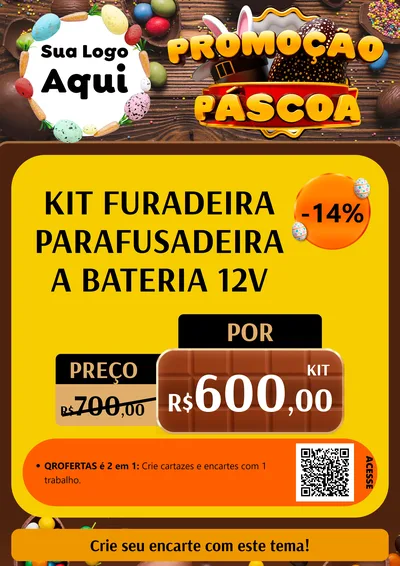 Modelo de Cartaz para Cartaz A4 Vertical com o tema Promoção Páscoa para Maquinas e Ferramentas