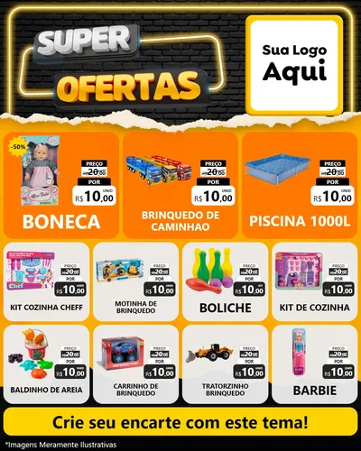 Modelo de Rede Social para Feed Instagram com o tema Super Ofertas para Brinquedos