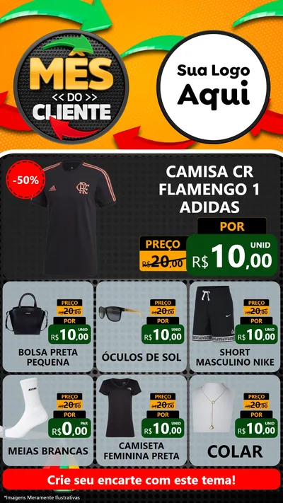 Modelo de Rede Social para Stories com o tema Mês do Cliente para Roupas e acessórios