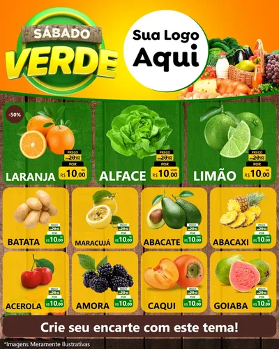 Modelo de Rede Social para Feed Instagram com o tema Sábado Verde para Hortifrúti