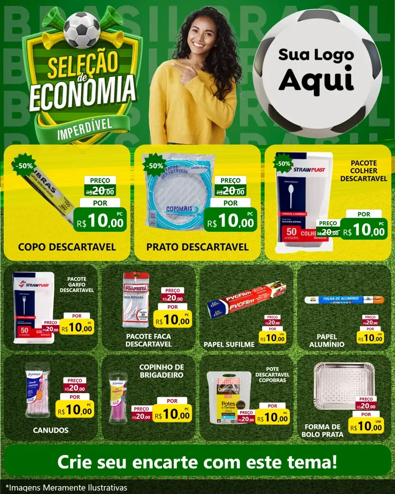 Modelo de Rede Social para Feed Instagram com o tema Seleção de Economia - Copa para Embalagens