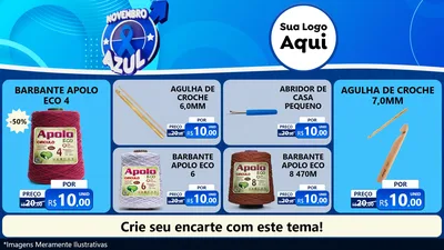 Modelo de TV para TV Horizontal com o tema Novembro Azul para Armarinho e Aviamentos