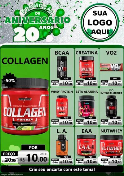 Modelo de Encarte para Encarte A4 Vertical com o tema Promoção de Aniversário - 20 Anos para Suplementos alimentares