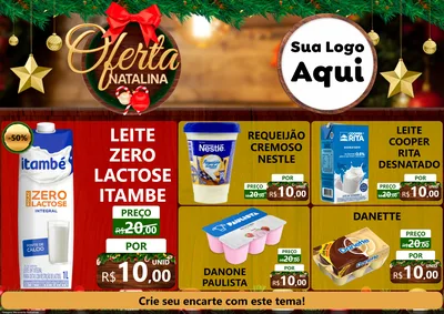 Modelo de Encarte para Encarte A4 Horizontal com o tema Ofertas Natalina para Frios e Laticínios